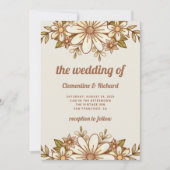Boho Retro Blume | Hochzeit Einladung (Vorderseite)