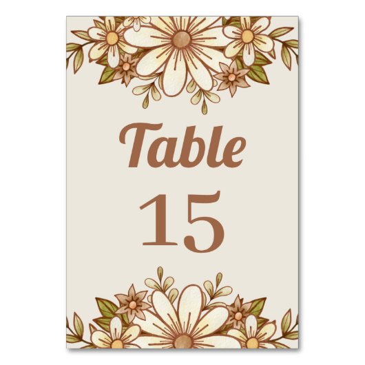 Boho Retro Blume | Hochzeit Tischnummer (Rückseite)