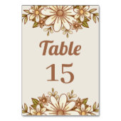 Boho Retro Blume | Hochzeit Tischnummer (Vorderseite)