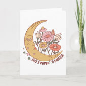 Boho Retro Blume Mondscheinwerfer Karte (Vorderseite)