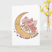 Boho Retro Blume Mondscheinwerfer Karte (Gelbe Blume)