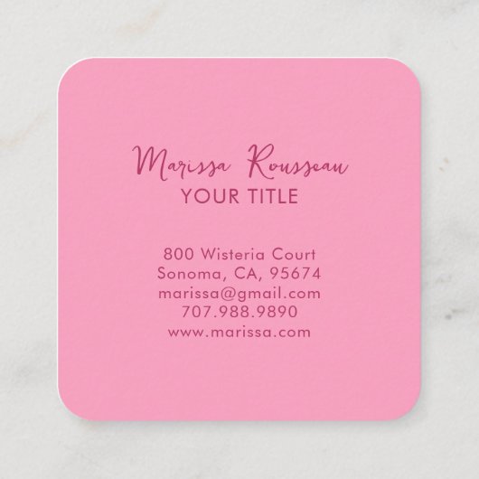 Boho Retro Blume Pattern Quadratische Visitenkarte (Rückseite)