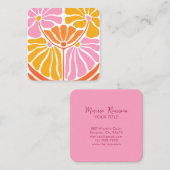 Boho Retro Blume Pattern Quadratische Visitenkarte (Vorne/Hinten)