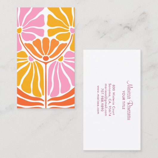 Boho Retro Blume Pattern Visitenkarte (Vorne/Hinten)