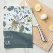 Boho Retro-Blume und Vogelschutzmuster Geschirrtuch (Viertel Falte)