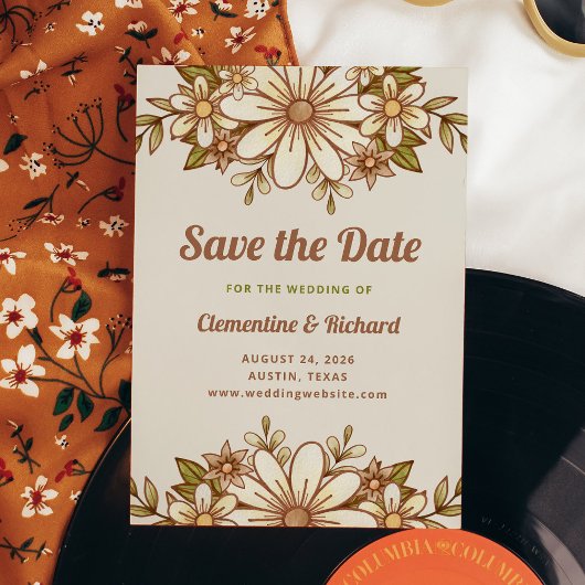 Boho Retro Blumen | Hochzeit Save The Date