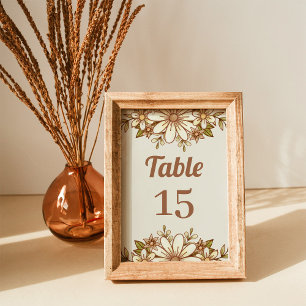 Boho Retro Blumen Hochzeit Tischnummer