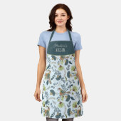 Boho Retro Blumen- und Vogel-Mustername Schürze (Getragen)