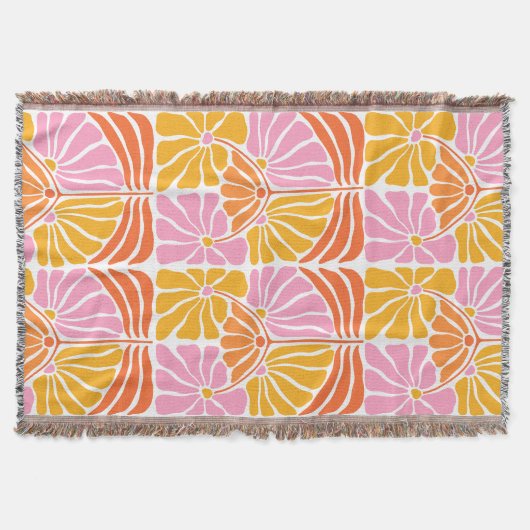 Boho Retro Blumenmuster Decke (Vorderseite)