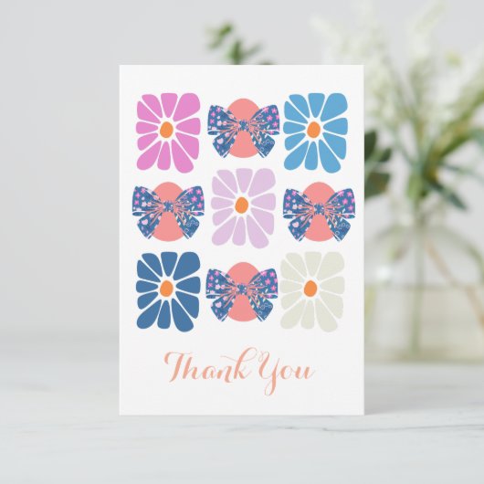 Boho retro Blumenoster Dankeskarte (Stehend Vorderseite)