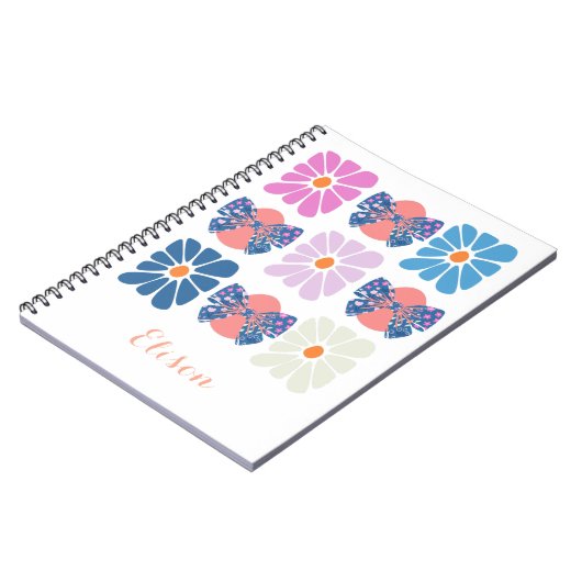 Boho retro Blumenoster Notizblock (Linke Seite)