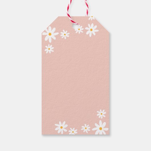 Boho Retro Blush Pink Daisy Floral Vielen Dank Geschenkanhänger (Rückseite)