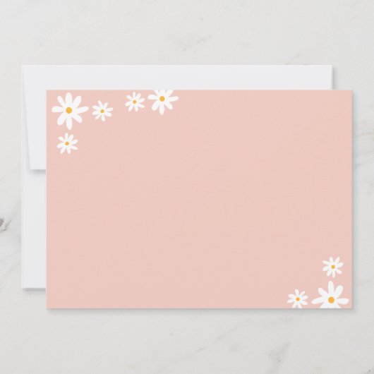 Boho Retro Blush Pink Daisy Girl Birthday Foto Dankeskarte (Rückseite)