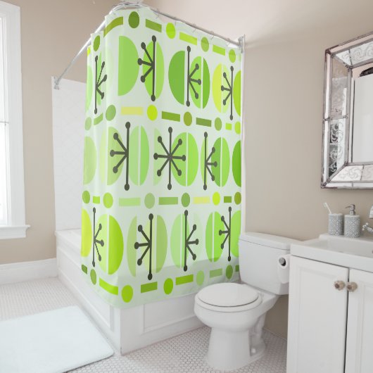 Boho Retro Bowls Lines Chartreuse Duschvorhang (Beispiel)