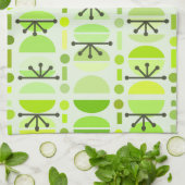 Boho Retro Bowls Lines Chartreuse Geschirrtuch (Gefaltet)