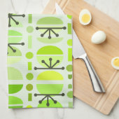 Boho Retro Bowls Lines Chartreuse Geschirrtuch (Viertel Falte)