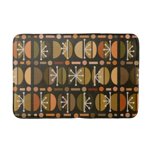 Boho Retro Bowls Lines Dark Earth Tones Badematte (Vorderseite)