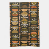 Boho Retro Bowls Lines Dark Earth Tones Geschirrtuch (Vertikal)