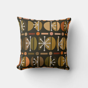 Boho Retro Bowls Lines Dark Earth Tones Kissen