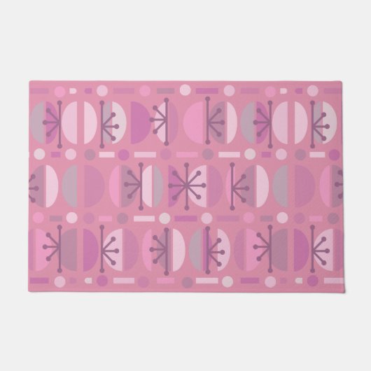 Boho Retro Bowls Lines Pink Fußmatte (Vorderseite)