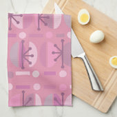 Boho Retro Bowls Lines Pink Geschirrtuch (Viertel Falte)