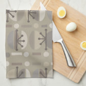 Boho Retro Bowls Lines Taupe Geschirrtuch (Viertel Falte)