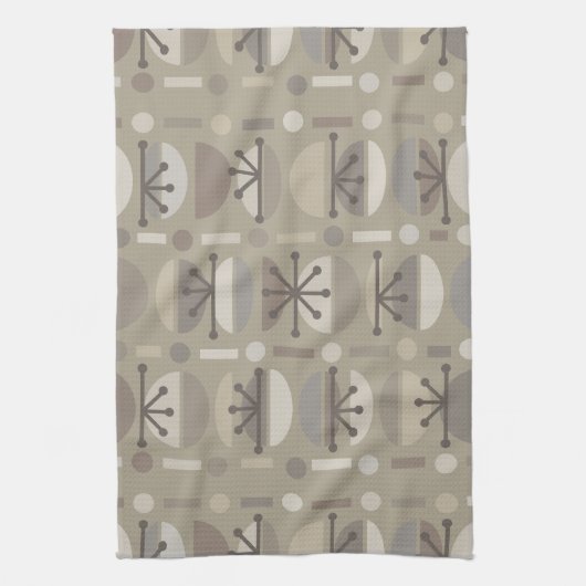Boho Retro Bowls Lines Taupe Geschirrtuch (Vertikal)