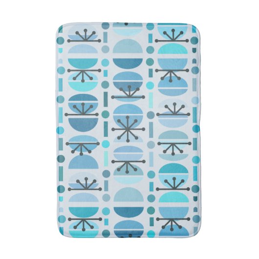 Boho Retro Bowls Lines Turquoise Badematte (Vorderseite Vertikal)