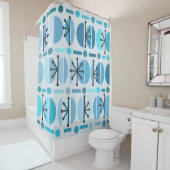 Boho Retro Bowls Lines Turquoise Duschvorhang (Beispiel)
