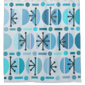 Boho Retro Bowls Lines Turquoise Duschvorhang (Vorderseite)