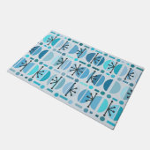 Boho Retro Bowls Lines Turquoise Fußmatte (Schrägansicht)