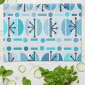 Boho Retro Bowls Lines Turquoise Geschirrtuch (Gefaltet)