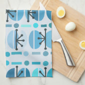 Boho Retro Bowls Lines Turquoise Geschirrtuch (Viertel Falte)