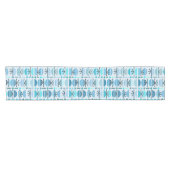 Boho Retro Bowls Lines Turquoise Kurzer Tischläufer (Horizontal)