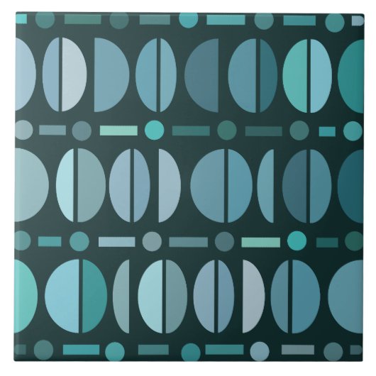 Boho Retro Bowls Muster Aquamarin Fliese (Vorderseite)