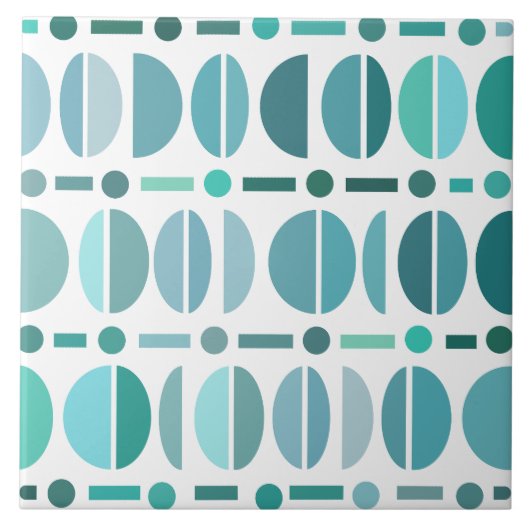 Boho Retro Bowls Muster Türkis Fliese (Vorderseite)