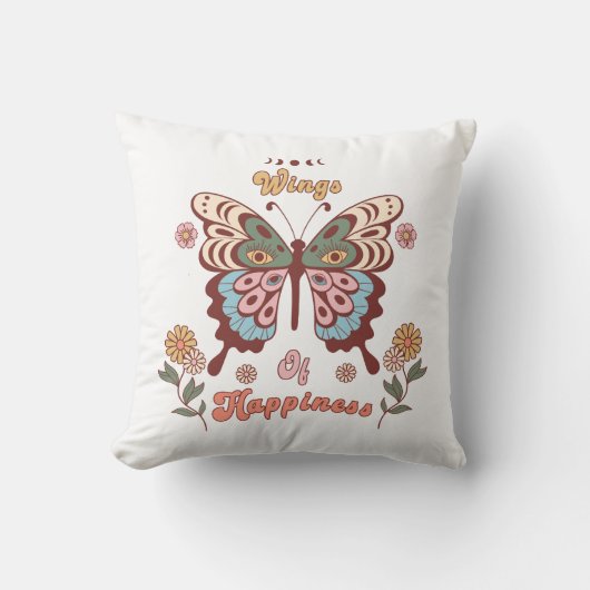Boho Retro Butterfly Wings Kissen (Vorderseite)
