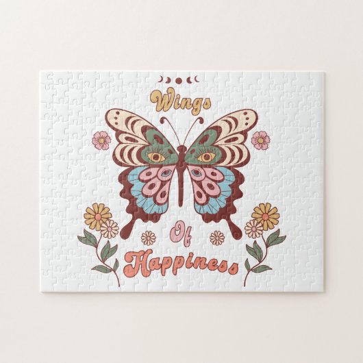 Boho Retro Butterfly Wings Puzzle (Horizontal)