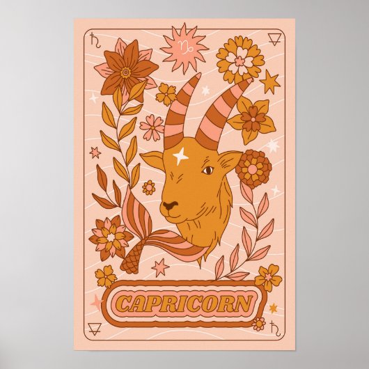 Boho Retro Capricorn Zodiac Poster (Vorne)