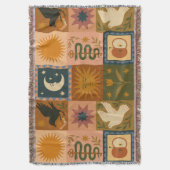 Boho Retro Celestial Sun Moon Decke (Vorderseite Vertikal)