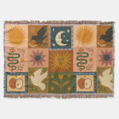 Boho Retro Celestial Sun Moon Decke (Vorderseite)
