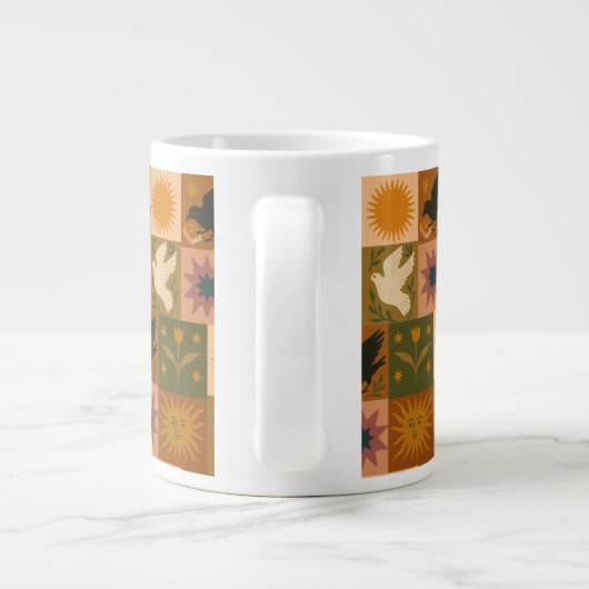 Boho Retro Celestial Sun Moon Jumbo-Tasse (Rückseite)