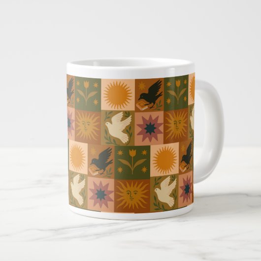 Boho Retro Celestial Sun Moon Jumbo-Tasse (Vorderseite Rechts)