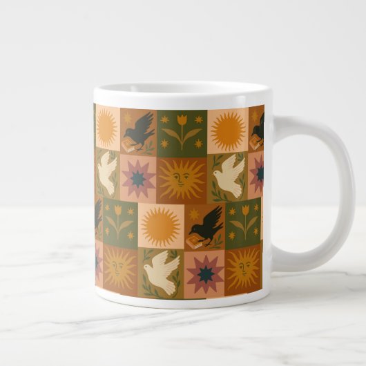 Boho Retro Celestial Sun Moon Jumbo-Tasse (Rechts)