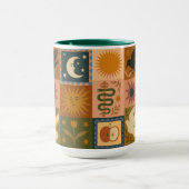 Boho Retro Celestial Sun Moon Tasse (Zentrum)