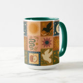 Boho Retro Celestial Sun Moon Tasse (VorderseiteRechts)