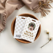 Boho Retro Checkered Pattern Foto ID Strichcode Ausweis