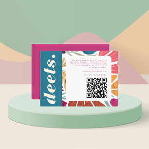 Boho Retro Chic farbenfrohe blumenreiche Hochzeit Begleitkarte