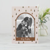 Boho Retro Christmas Tree Arch Holiday Card Einladung (Stehend Vorderseite)