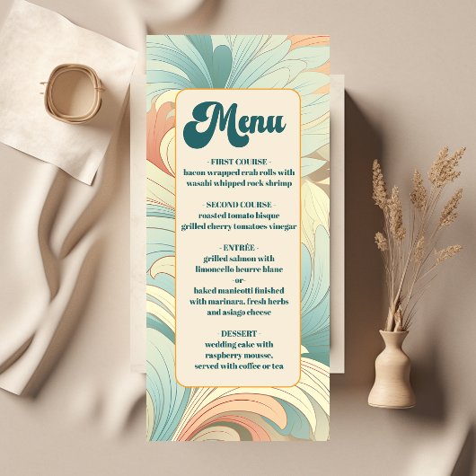 Boho Retro Colorful Floral Wedding  Menükarte